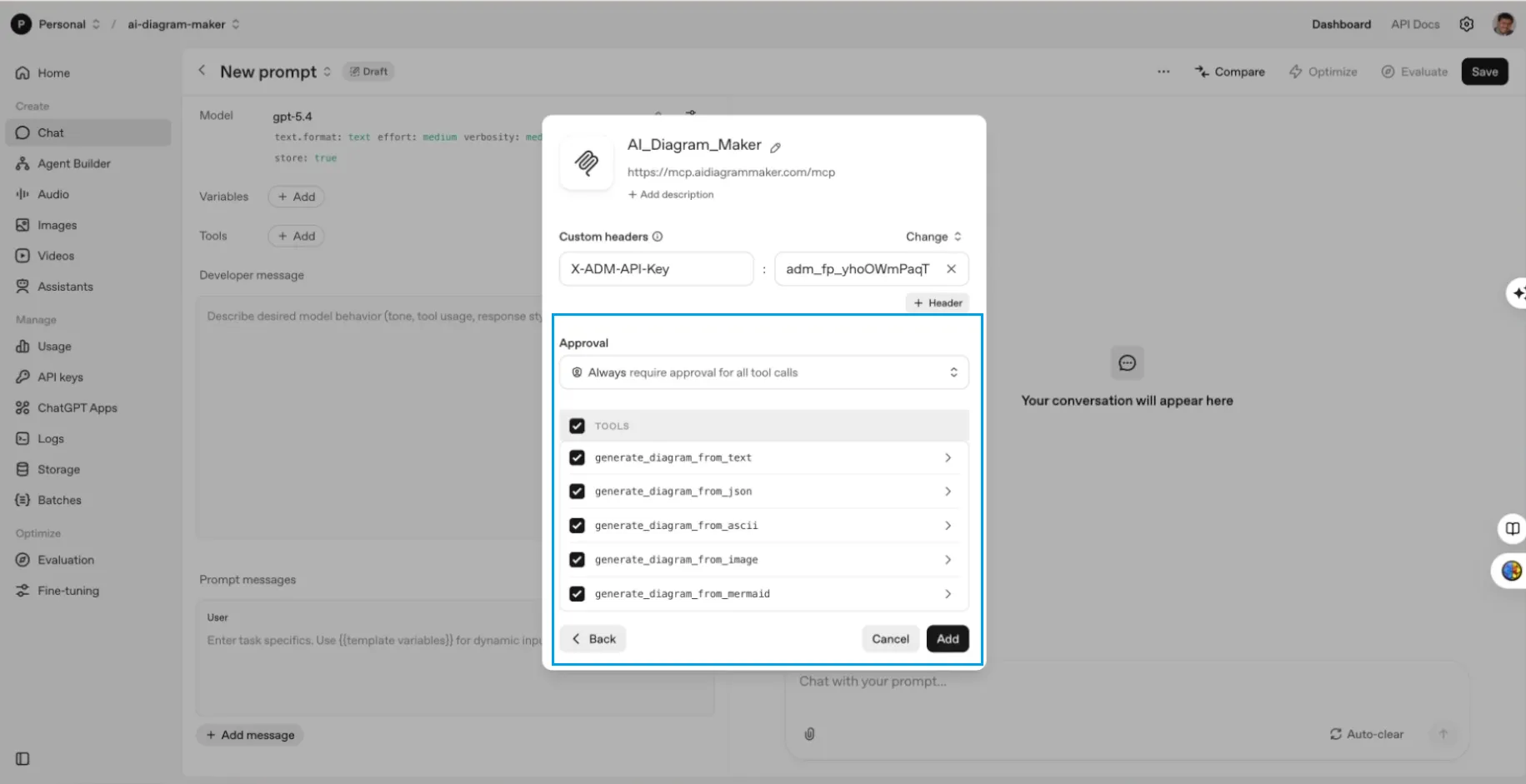 Available tools in AI Diagram Maker MCP