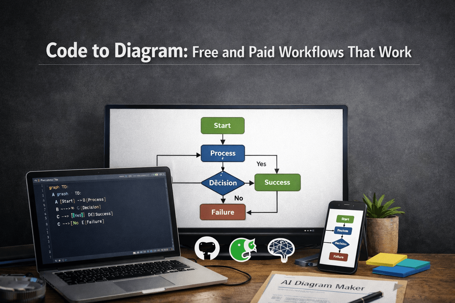 Learn how to turn code into diagrams from GitHub or Cursor using GitDiagram, MermaidJS, and AI Diagram Maker in fast, practical workflows.