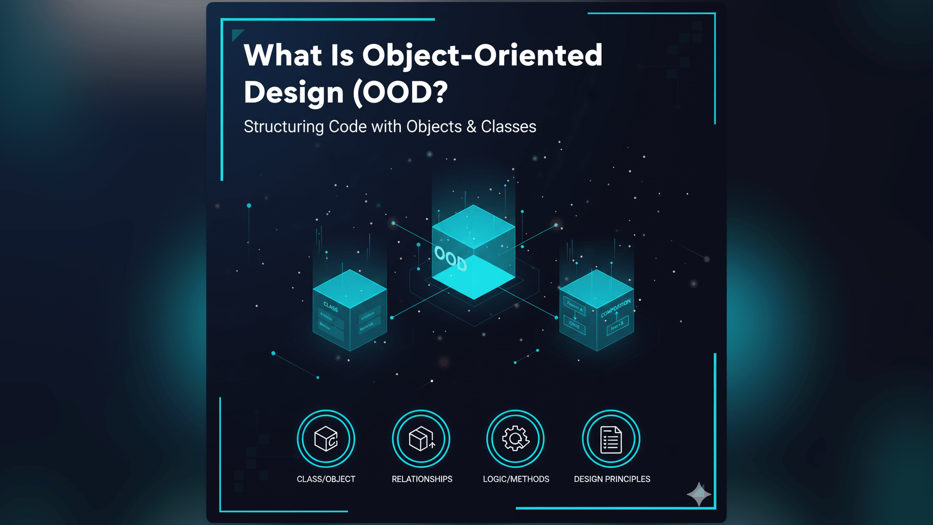 Object-Oriented Design (OOD) is a software design philosophy that organizes complex logic into manageable objects. Learn the core pillars of OOD encapsulation, inheritance, polymorphism, and abstraction.