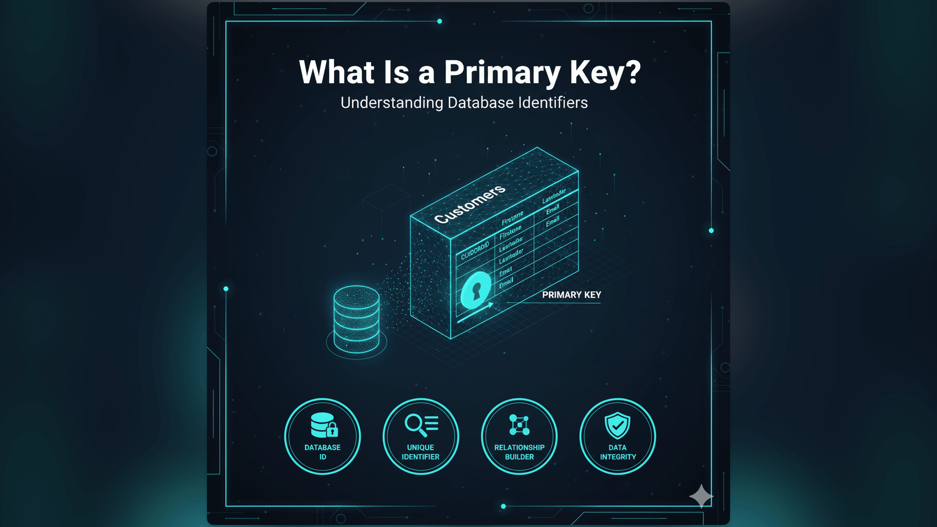 A Primary Key is a unique identifier for records in a database table. Learn how primary keys ensure data integrity, facilitate relationships between tables, and improve search performance in database design.
