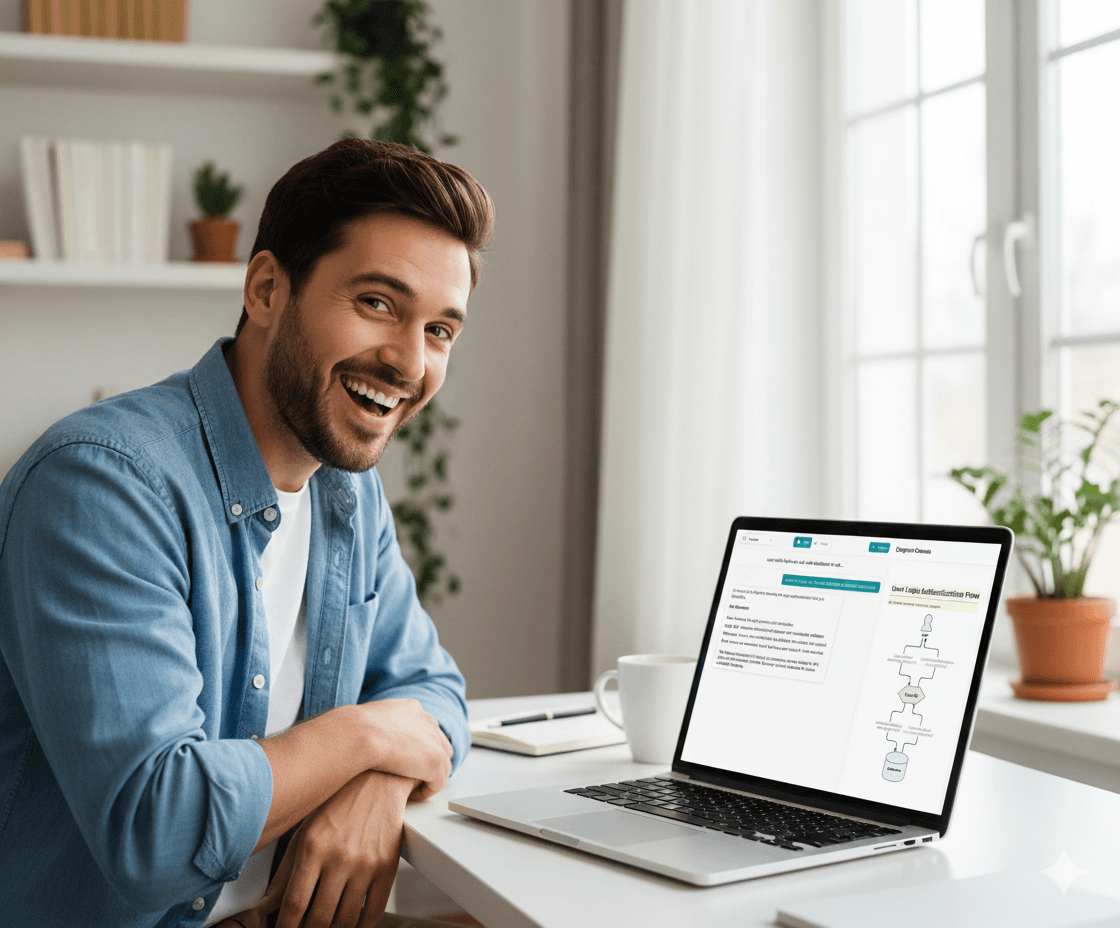 Developer working on complex diagram