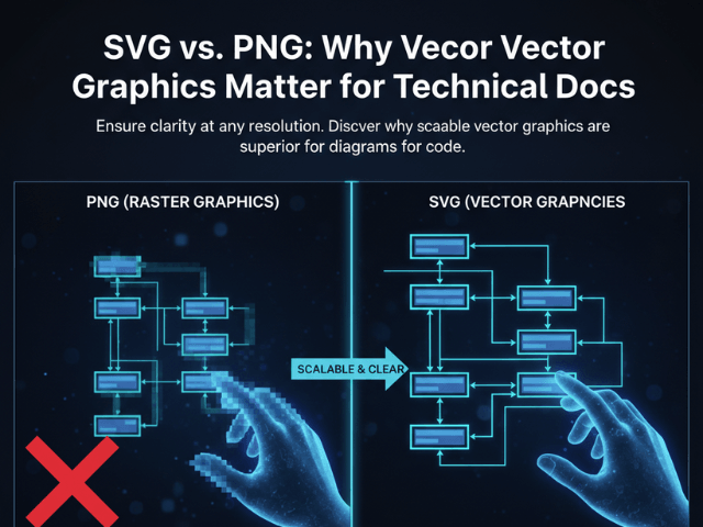 This guide explains why SVG (Scalable Vector Graphics) is the only professional choice for engineering documentation and how an SVG diagram generator like AI Diagram Maker solves the resolution problem forever.