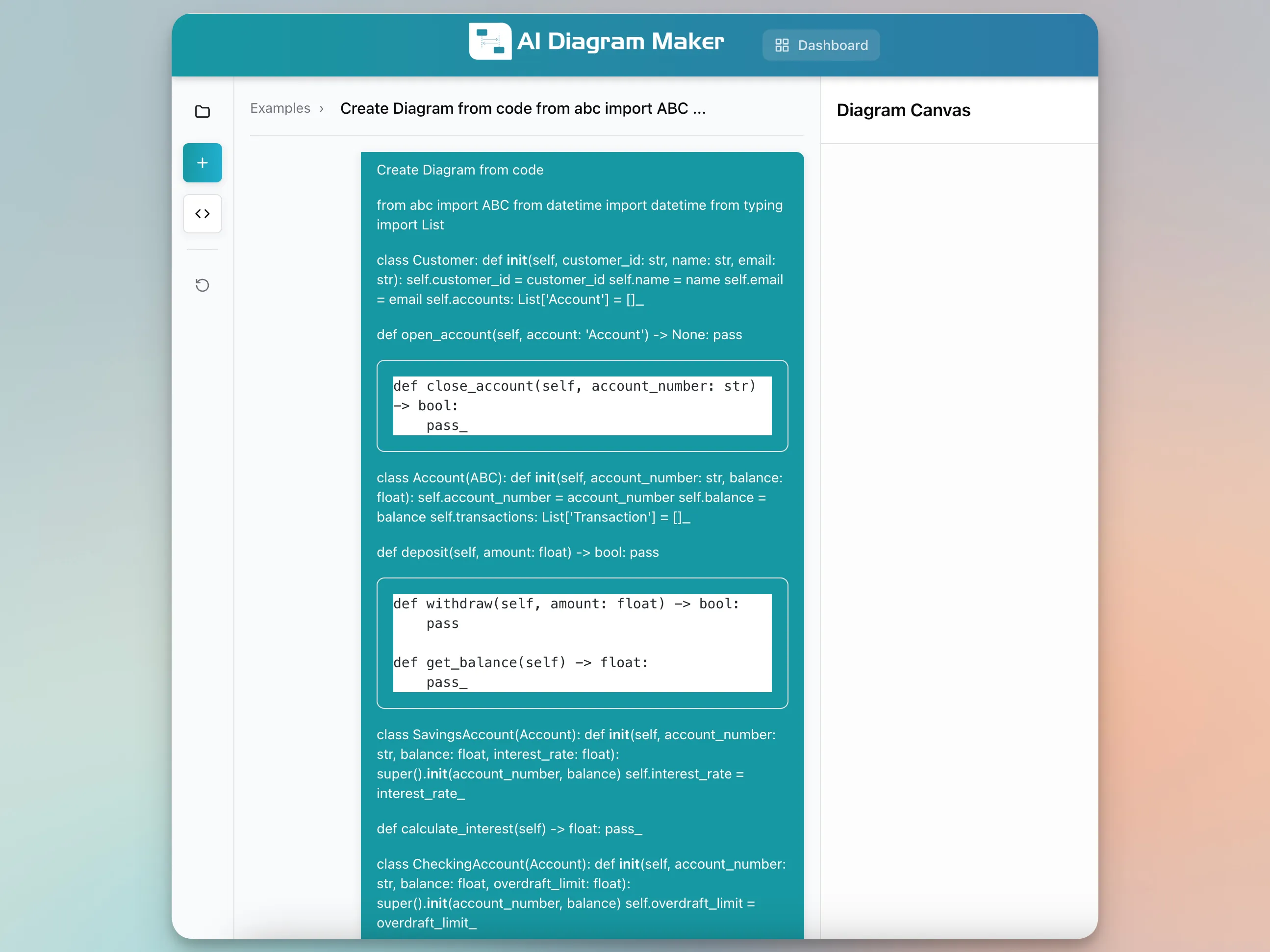Source code input for reverse engineering