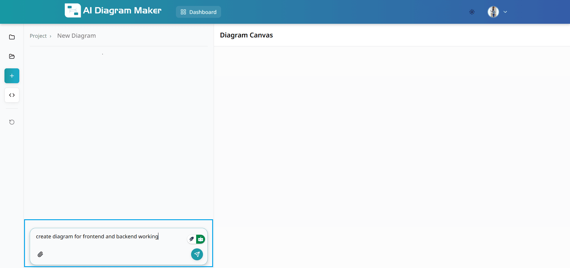 Prompt input interface with example
