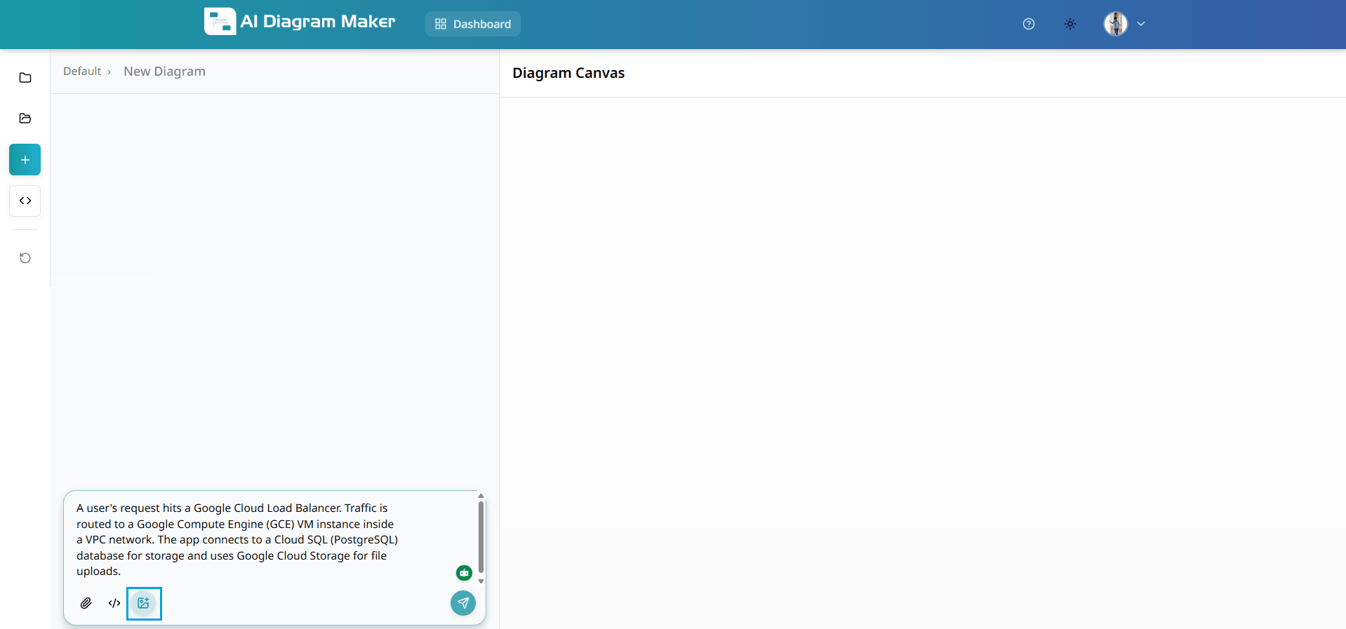 Enable icon mode and provide a prompt (screenshot placeholder)