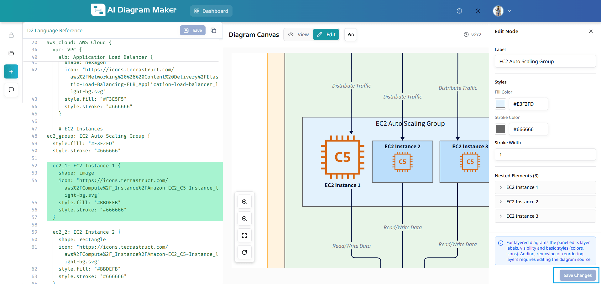 Final diagram with icons applied (either inside nodes or as image shape)