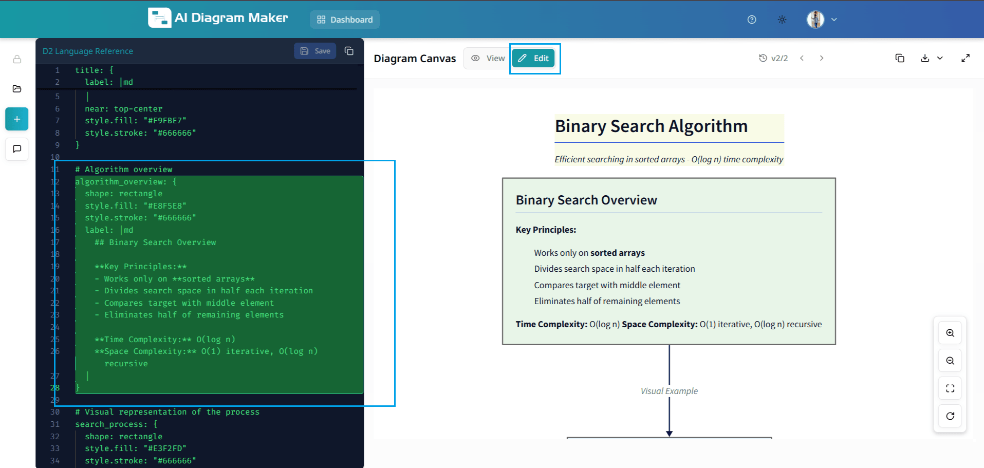 Canvas edit mode showing selection and highlights