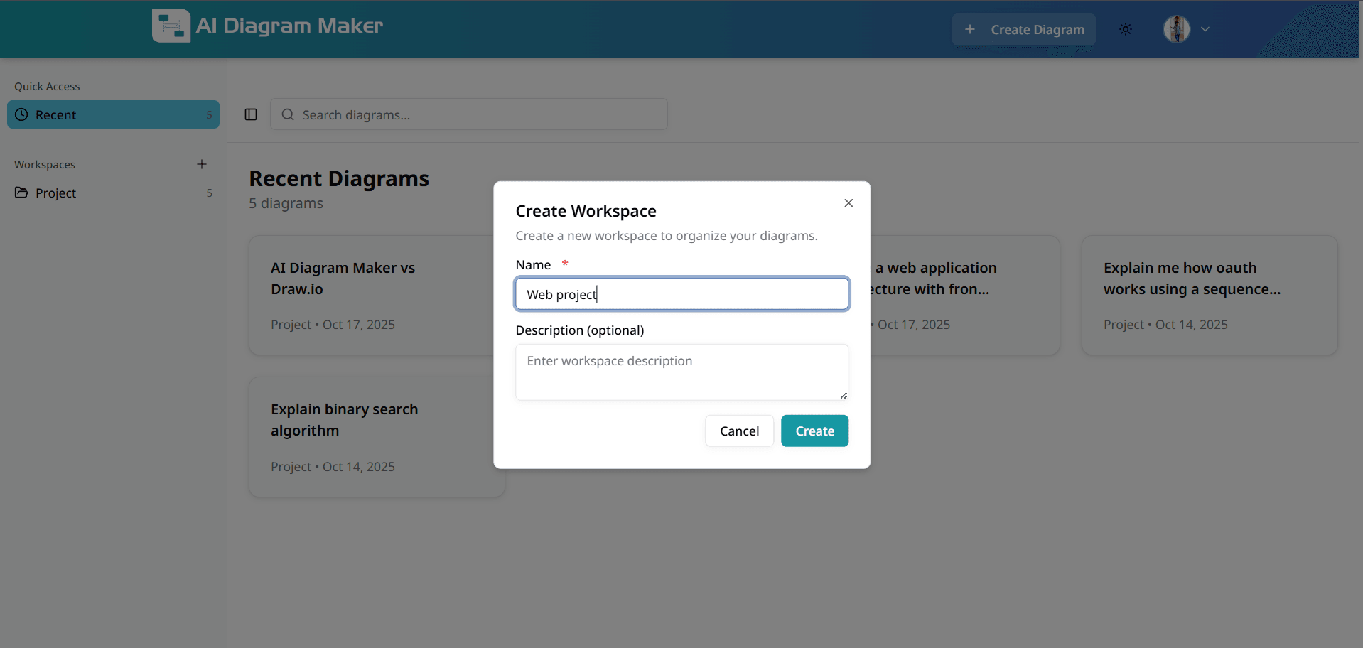 Create new workspace option