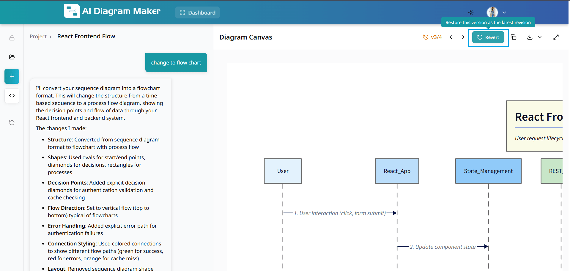 Revert to older version option